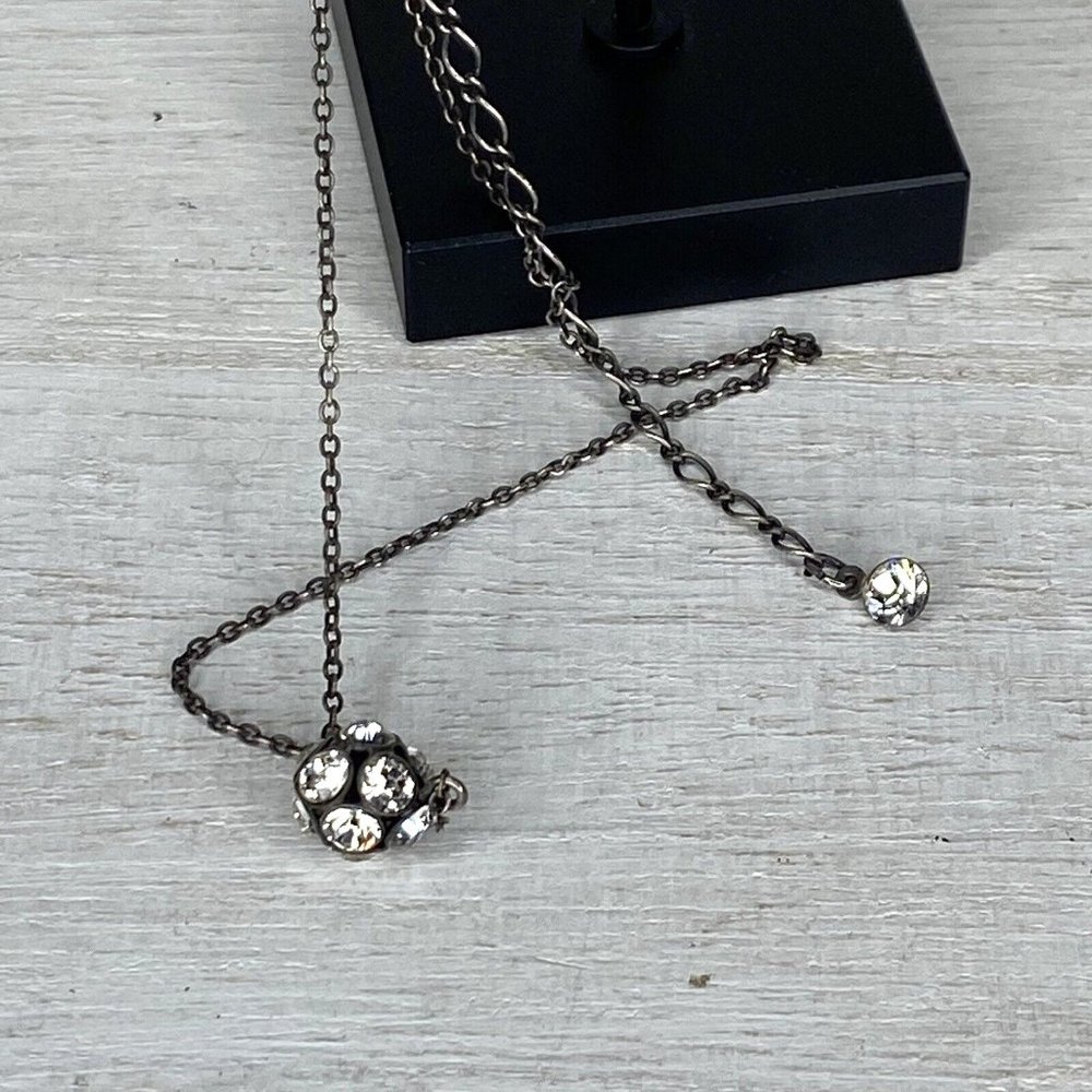 Vintage Konplott By Miranda Ko Clear Multi Crystal Ball Pendant Necklace - 16”
